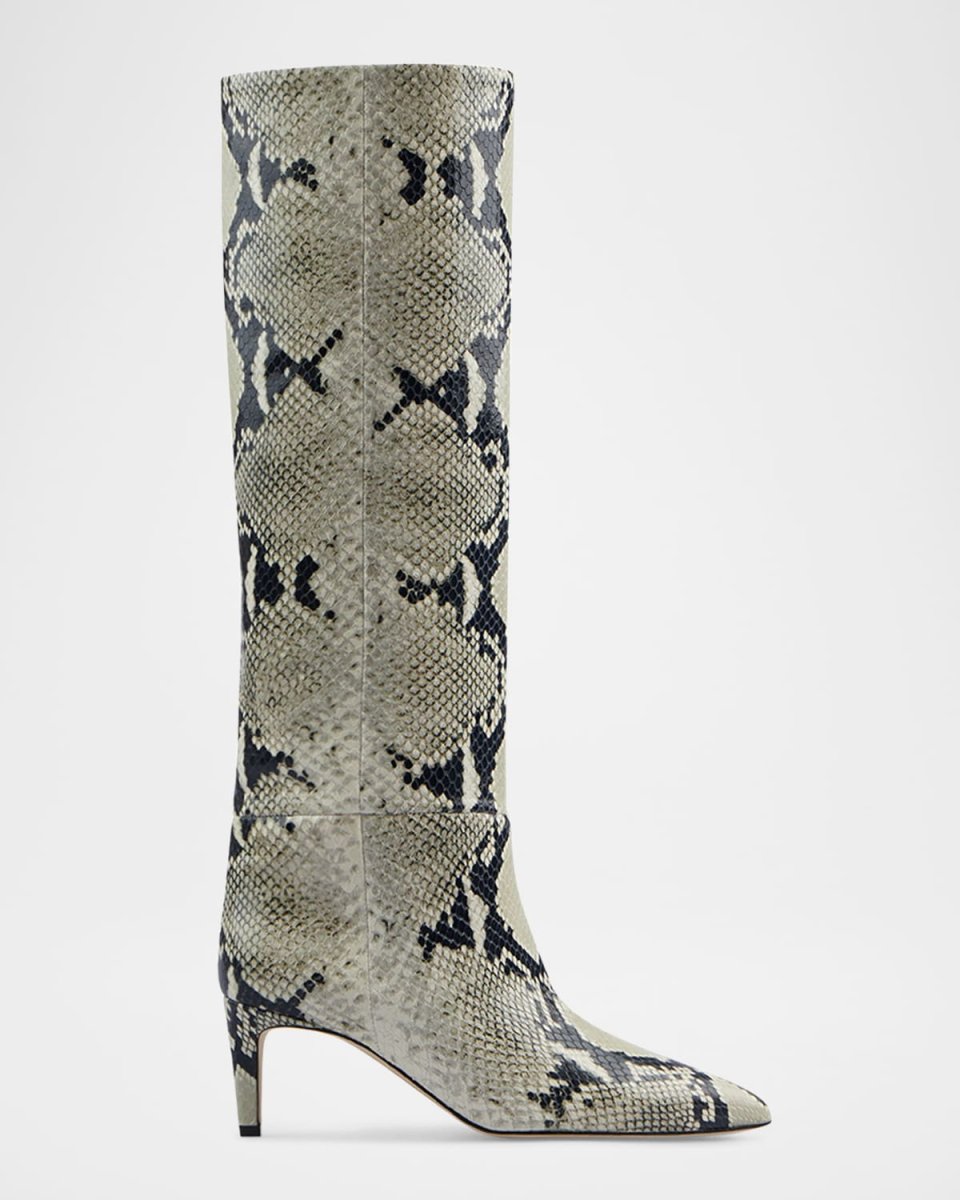 Tall Snake-Embossed Stiletto Boots